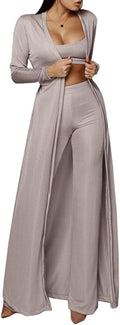 Womens Knitted 3-Piece Tracksuit Set - Stretchy Cotton Blend