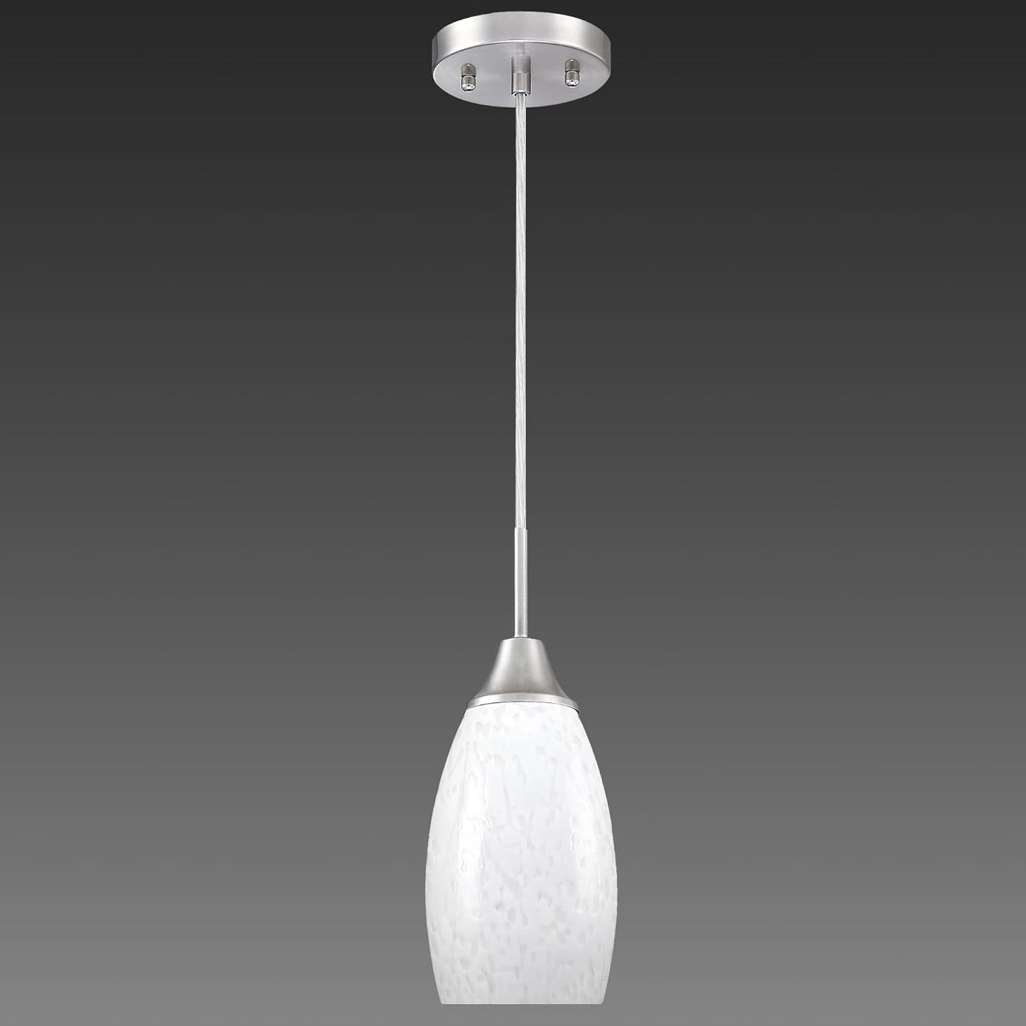 Mini Glass Pendant Light with Handblown Milk White Marble Art