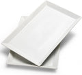 Large Serving Platters 18.5 x 11.5 White Porcelain Set of 2 - Elegant