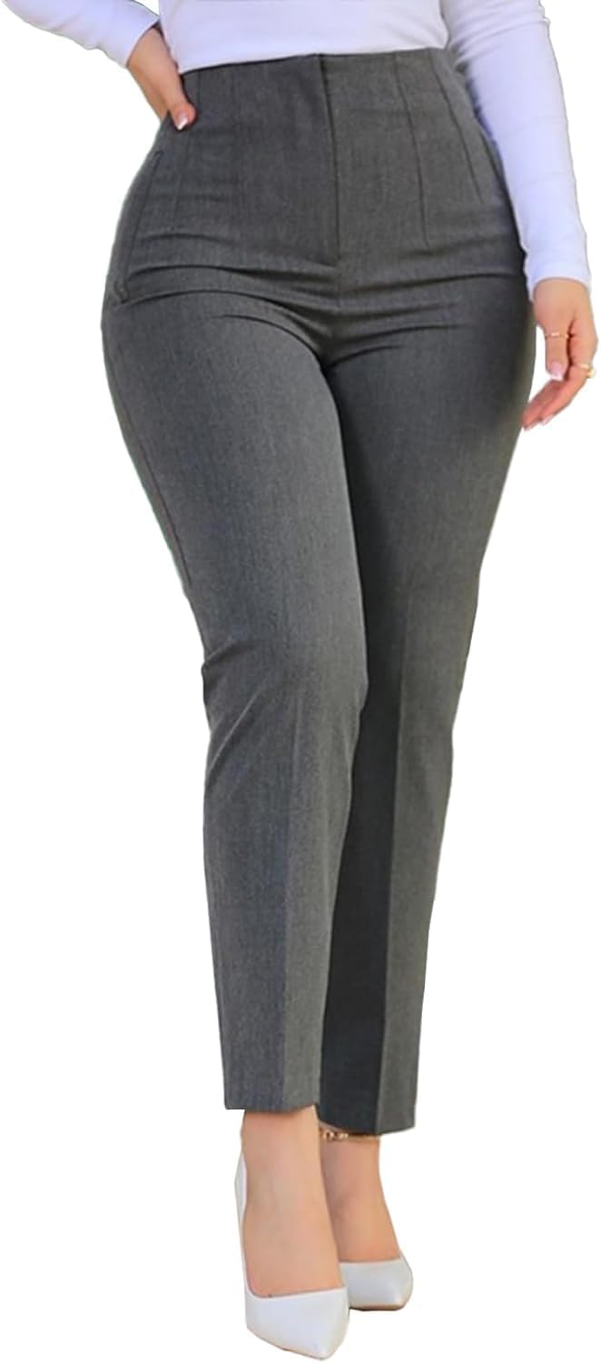 Womens Straight Leg Pants 2025 High Waisted Stretchy Trousers