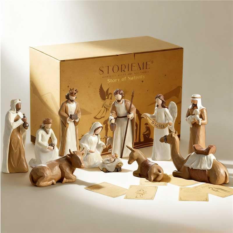 Nativity Set for Christmas Indoor: 12-Piece Resin Figures