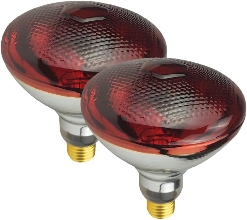 Red Heat Lamp Bulbs 2 Pack: Powerful 125W Infrared for Food Service & Pets