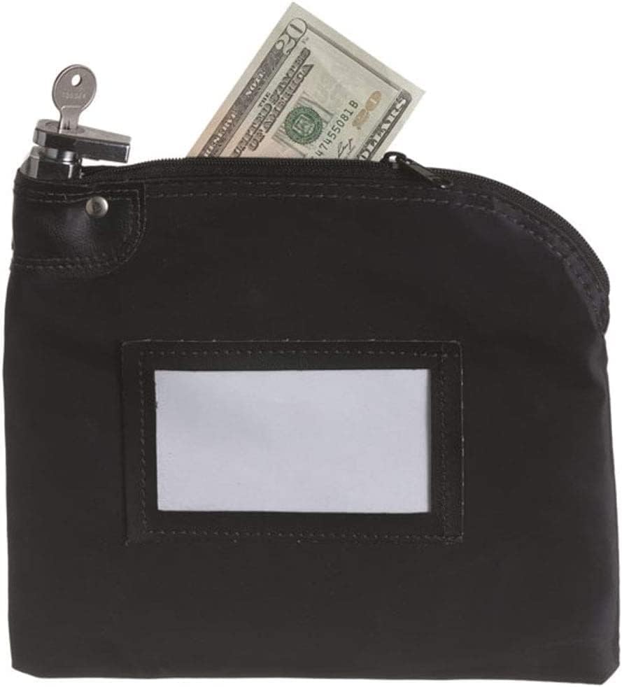 Locking Money Bag - Secure Black Laminated Nylon Carrier