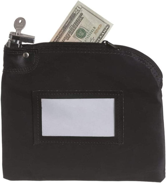 Locking Money Bag - Secure Black Laminated Nylon Carrier
