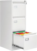 3 Drawer File Cabinet with Lock - Narrow White Vertical Filing Cabinet