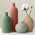 Modern Ceramic Vase Set Neutral Colors 4 Piece Collection