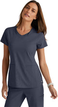Grey's Anatomy Women's V-Neck Scrub Top with Stretchy Spandex Fabric
