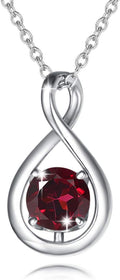 January Garnet Birthstone Necklace for Women Sterling Silver - Dainty