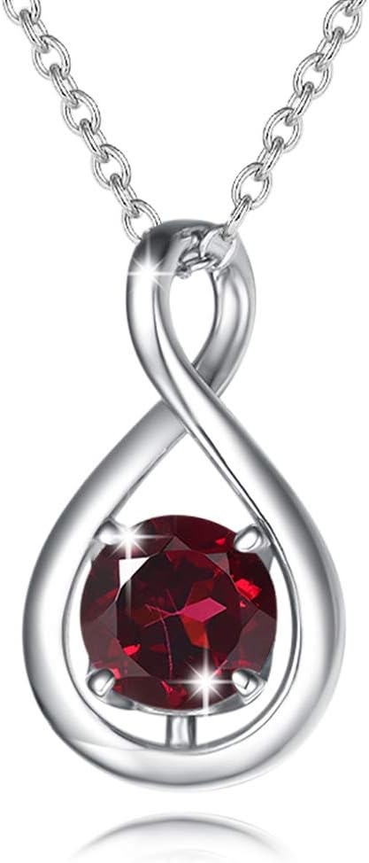 FANCIME Birthstone Necklaces for Women - Dainty Infinity Pendant