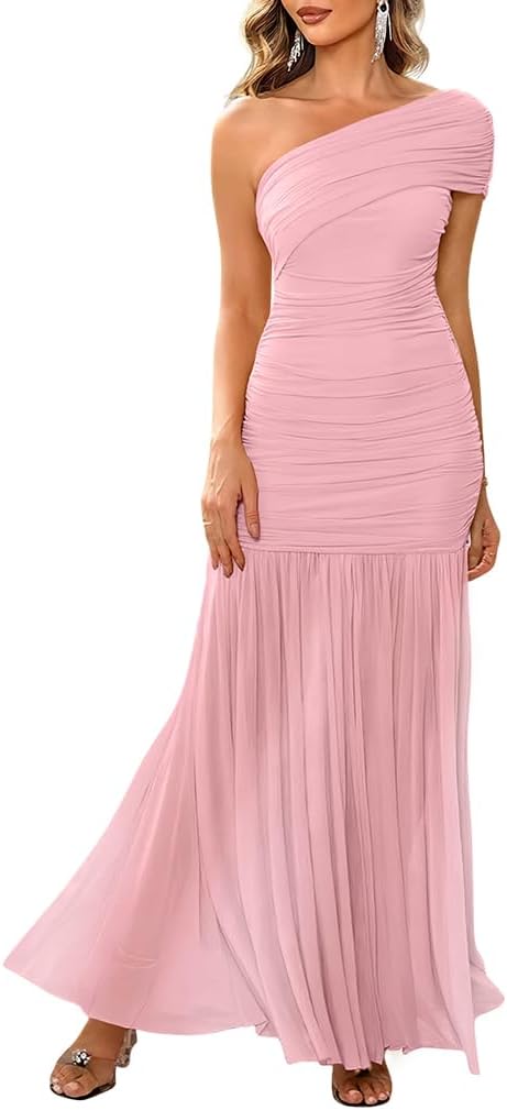 Elegant One Shoulder Long Dress for Women by LAGSHIAN