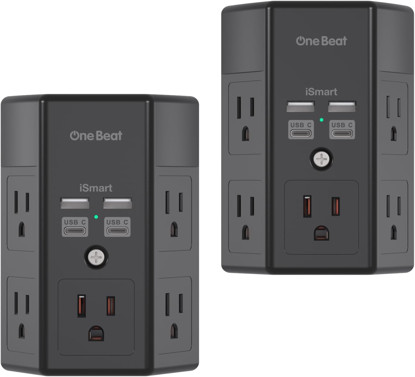 2 Pack Surge Protector with 5 Outlets and 4 USB Ports for Home