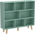 IOTXY Wooden Open Shelf Bookcase - 3-Tier 8-Cube Tiffany-Green