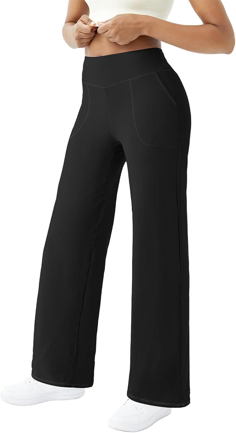 Comfortable Wide Leg Yoga Pants with Pockets by FireSwan