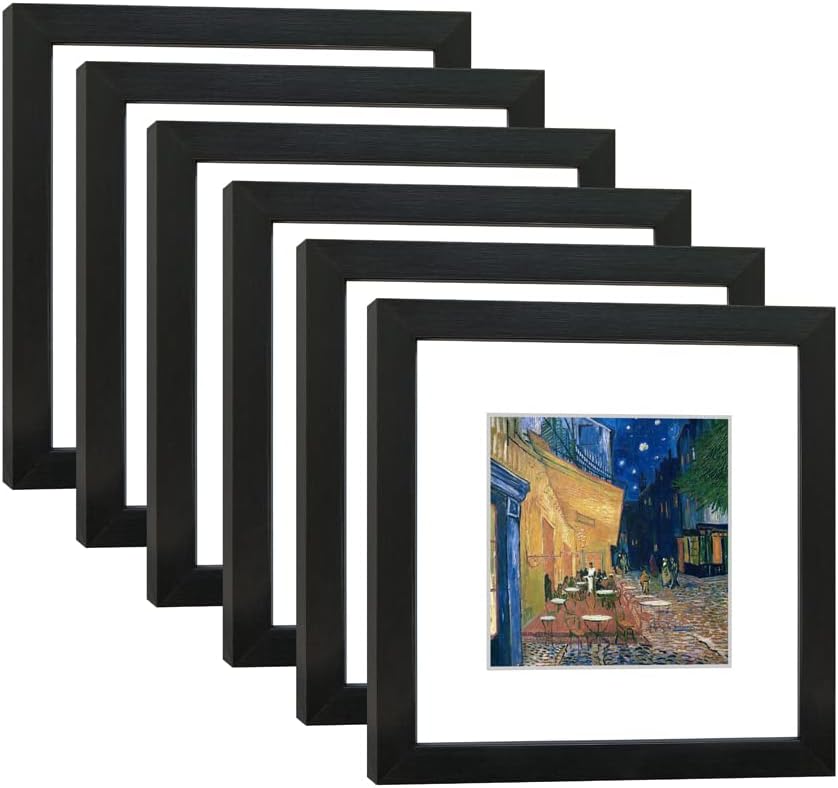 8x8 Picture Frame Set of 6 with Real Glass for Home Decor
