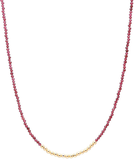 Handmade Natural Garnet Necklace with Gold Brass Accents