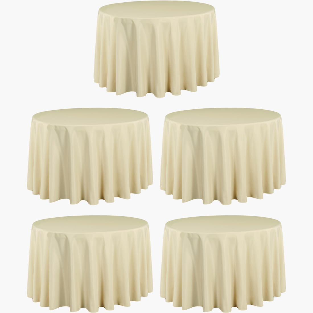 LTC LINENS 5 Pack 108 Inch Round Tablecloths for Events