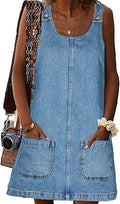 Sleeveless Casual Denim Dress Crewneck Mini - Comfortable Everyday