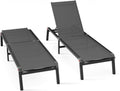 Aluminum Chaise Patio Lounge Chair Grey 2 Pack - Foldable Recliner