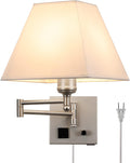 Plug in Wall Light Swing Arm Wall Sconce with USB Port and Outlet