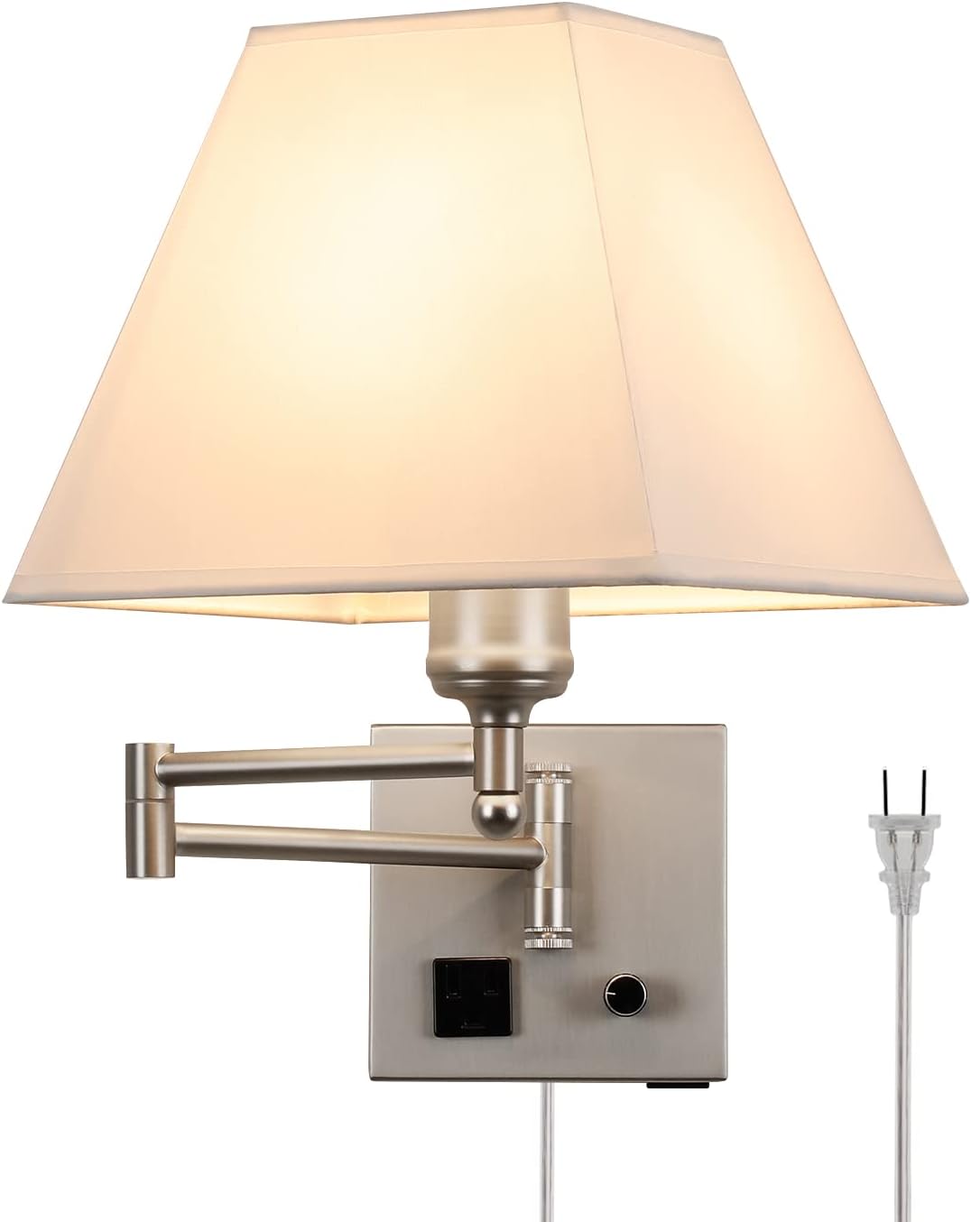 Plug in Wall Light with USB Port and Dimmable Switch for Home