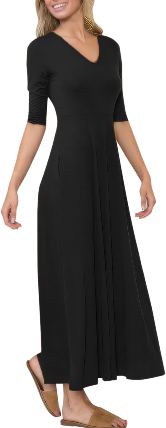 Maxi Dress for Women Casual Loose Beach Dresses with Pockets