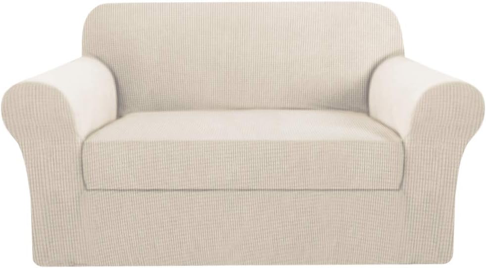 H.VERSAILTEX Stretch Sofa Covers for Loveseat in Ivory Color