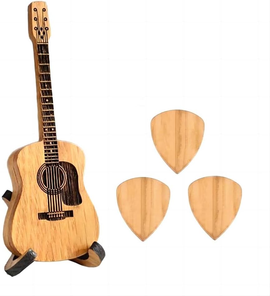 Musician's Dream: Wooden Guitar Pick Set with Stand