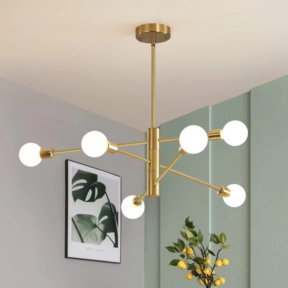 Sputnik Chandelier Modern Industrial E26 Gold Lighting Fixture