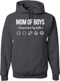 Mom of Boys Surrounded by Balls Hoodie - Comfortable Sports Graphic