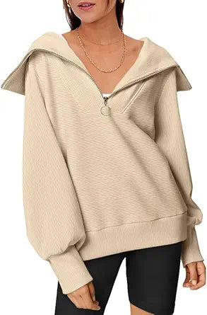 EFAN Womens Oversized Half Zip Pullover for Trendy Fall Style