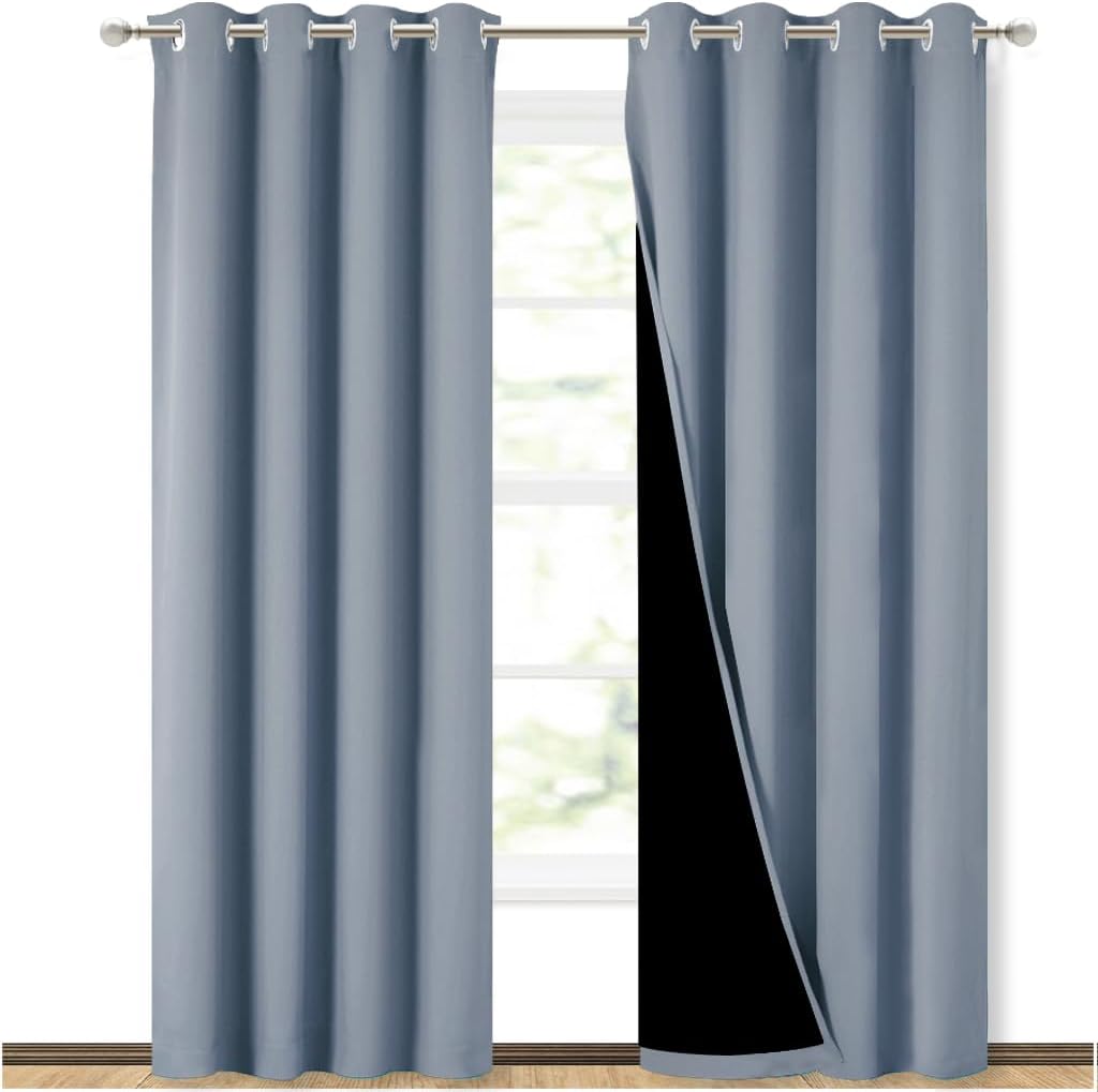 NICETOWN Blackout Curtains for Baby Room, Vintage Blue 84 in