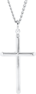 Mens Solid Tubular Cross Pendant Necklace 24in - Classic Heirloom