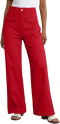 Womens Cargo Pants Wide Leg High Waist - Comfortable Stretch Denim