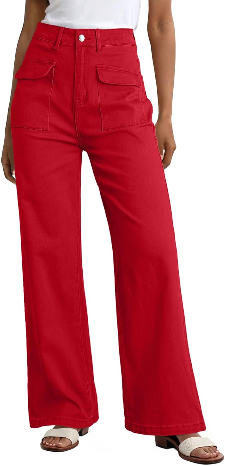 Dokotoo Womens Cargo Pants Baggy Wide Leg High Waist Casual