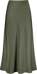 Women's Satin High Waisted Maxi Skirts - Flattering (Style 4YSX)
