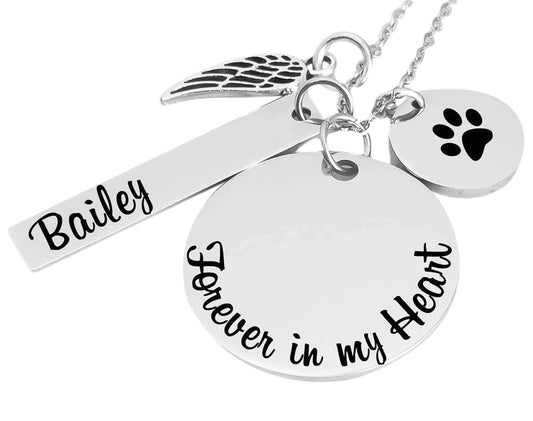 Pet Loss Memorial Jewelry Necklace - Forever in my Heart Gift