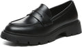 Women's Chunky Platform Loafers Patent Leather Platform Loafers