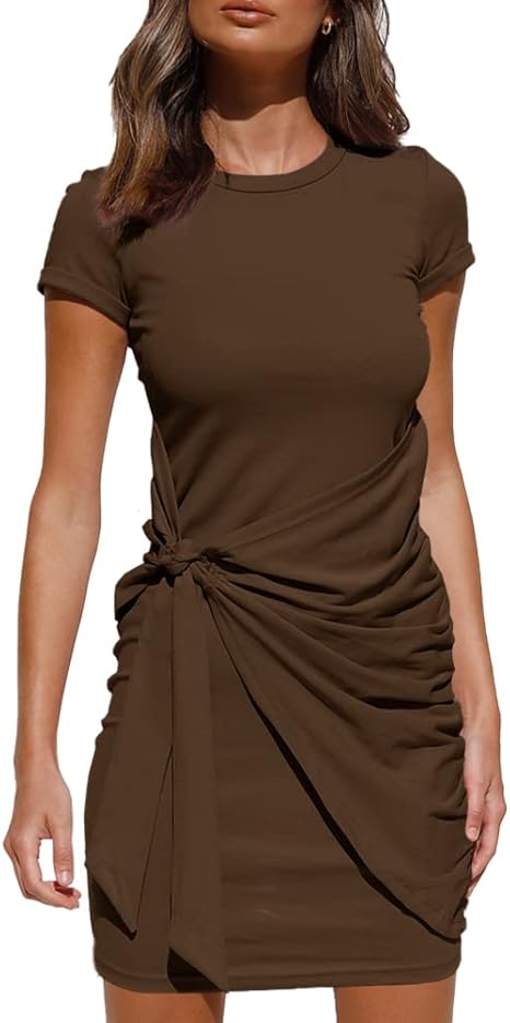 LILLUSORY Women's Casual Short Sleeve Wrap Bodycon Dress Review