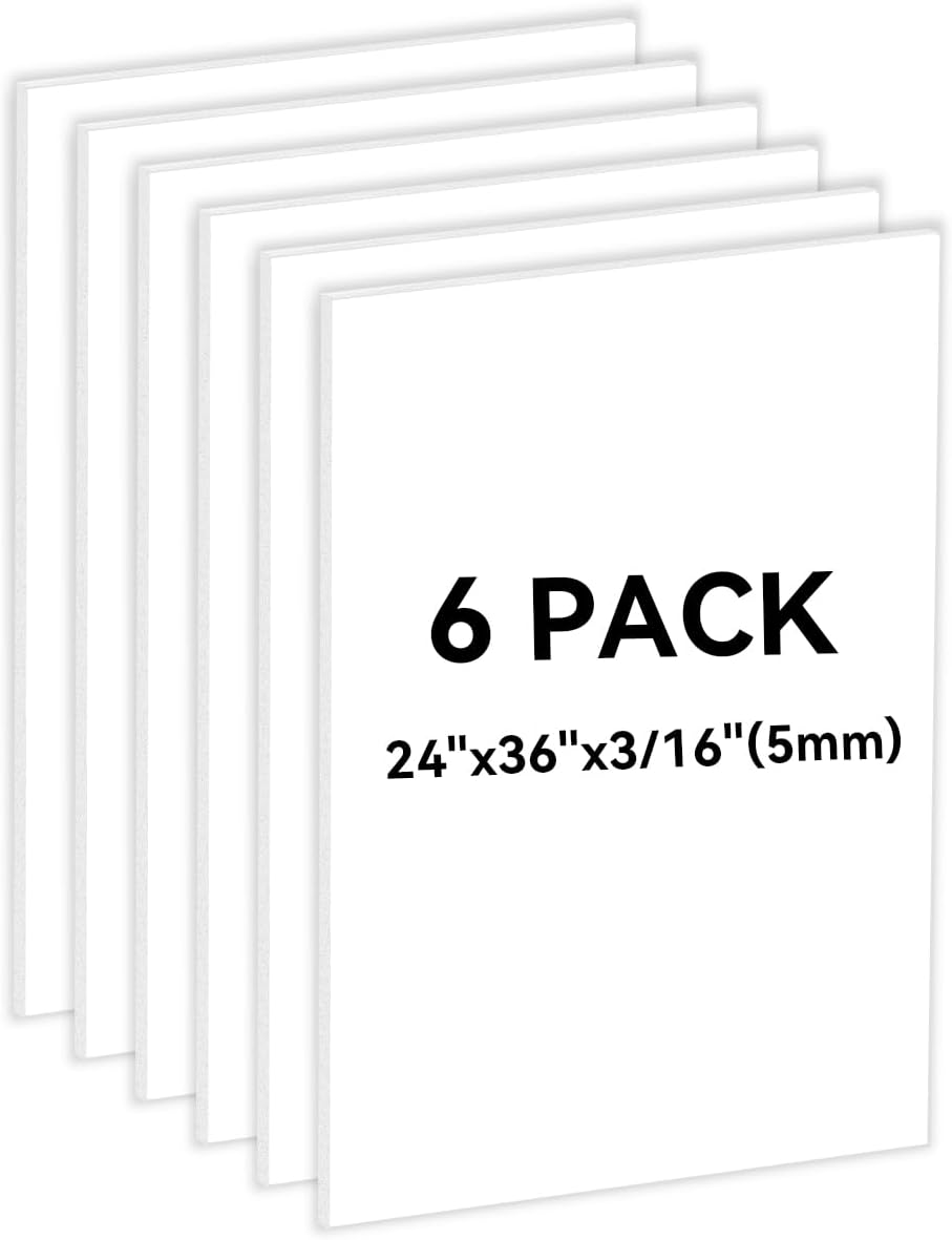 6PACK White Foam Board 24x36 in for Crafting and Art Displays