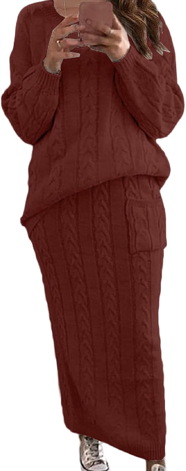 CHARTOU Women's Winter Chunky Cable Knit Long Skirt Set Review