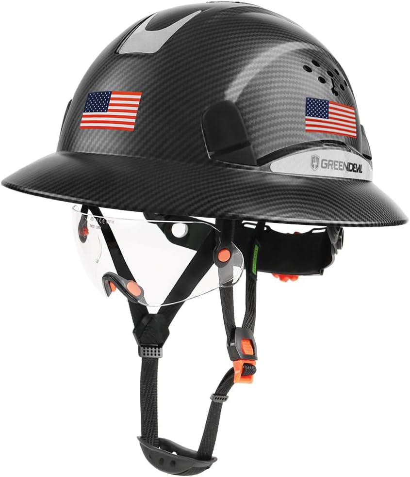 GREEN DEVIL Full Brim Hard Hat for Construction Safety Helmet