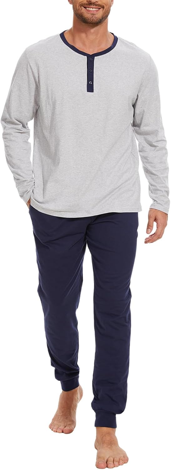 Men's Pajama Set with Henley Neckline for Ultimate Comfort