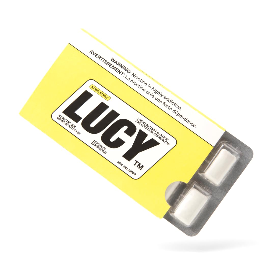 LUCY Nicotine Gum 2mg Mango 100 Count NRT Stop Smoking Aid