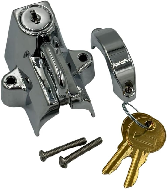 Secure Your Helmet on-the-Go with 360 Twin Handlebar Helmet Lock - Chrome