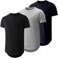 JMIERR Mens 3 Pack Cotton Hipster Longline Crewneck T-Shirt only