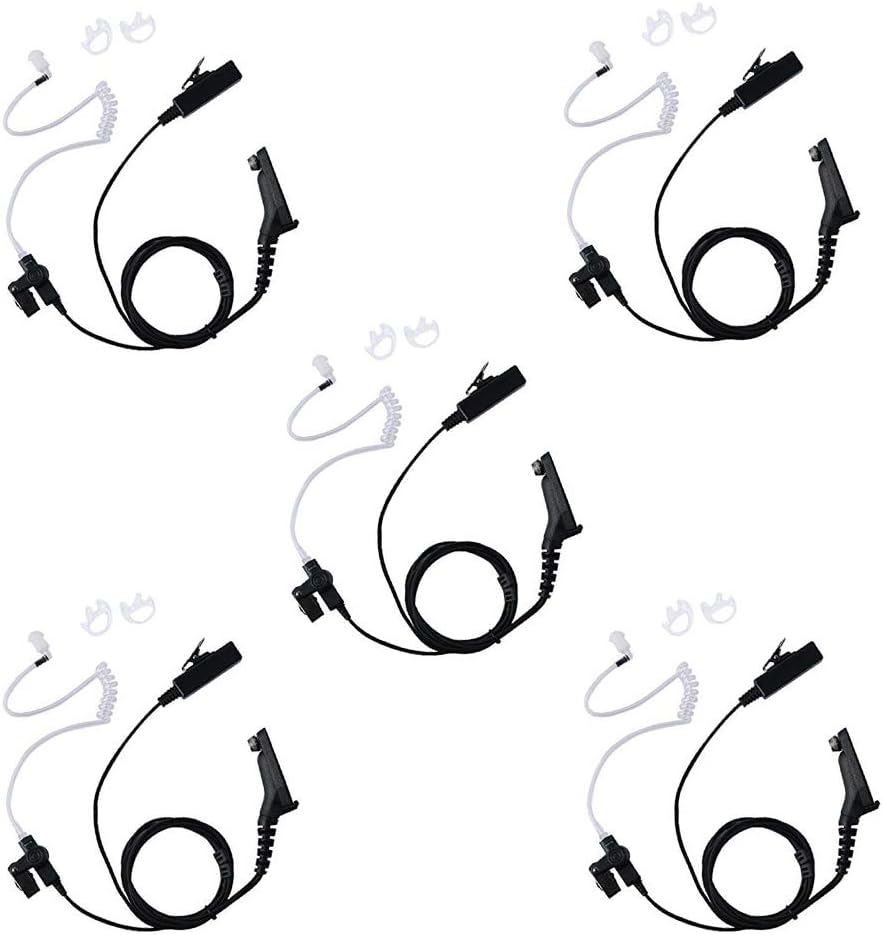 Caroo XPR 7550e Earpiece for Motorola: 5 Pack 2 Wire Headset