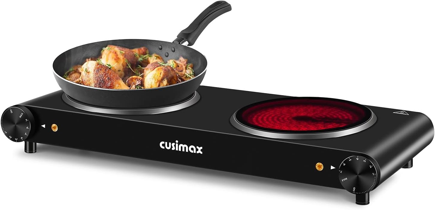 CUSIMAX Double Burner Electric Hot Plate for Efficient Cooking