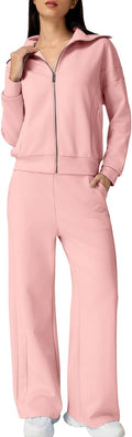 QINSEN Women's Cotton 2 Piece Tracksuit Set - Wide Leg Comfort