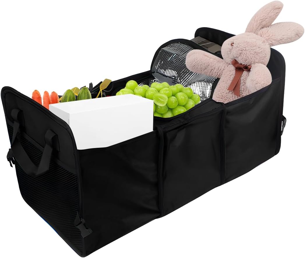 Portable 3-Compartment Car Trunk Organizer