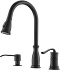 APPASO 3 Hole Kitchen Faucet with Pull Down Sprayer - Matte Black